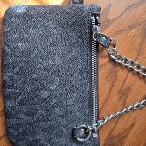 Michael Kors Black Textured Wallet with Chain